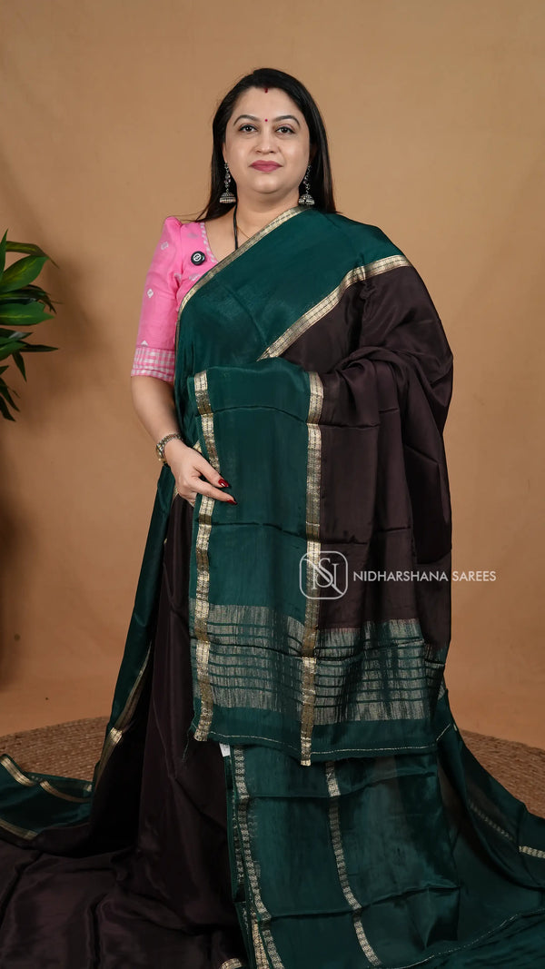 Premium Crepe Silk With Gap Style Zari Border