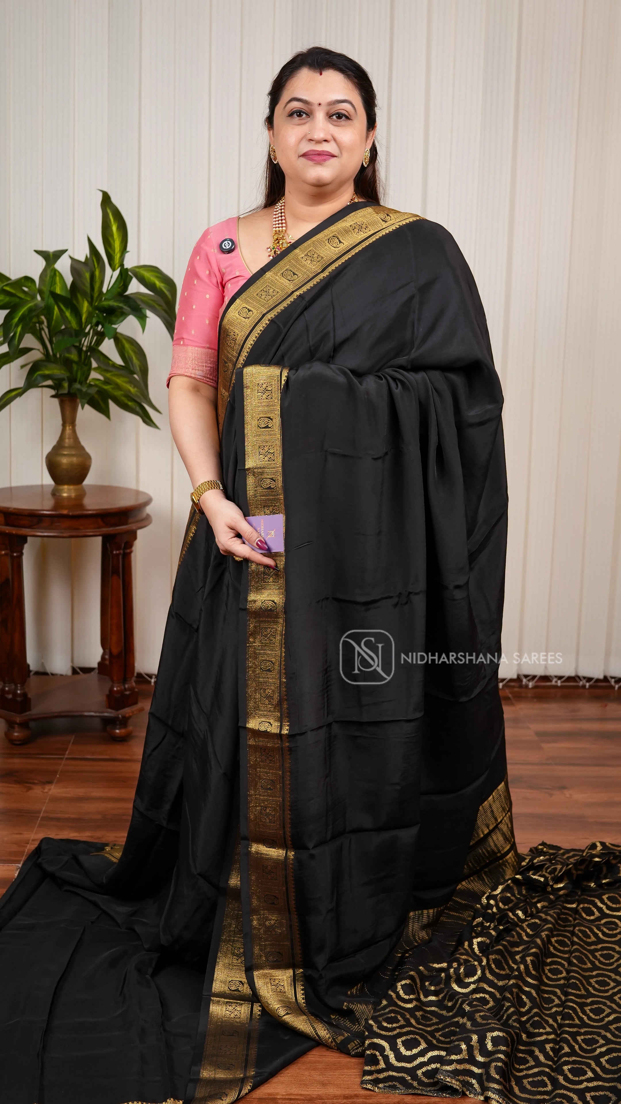 Premium Mysore Crepe Silk Saree With Mango Motif Zari Border