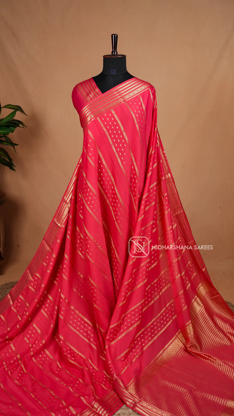 Semi Crepe Silk With Zari Lines And Zari Border