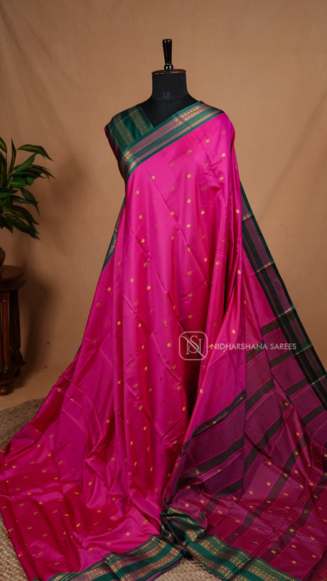 Semi Soft Silk With Zari Butta And Contrast Bentex Border