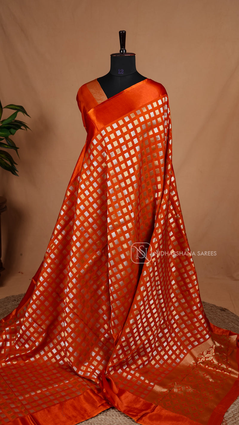 Semi Raw Silk With Satin Border