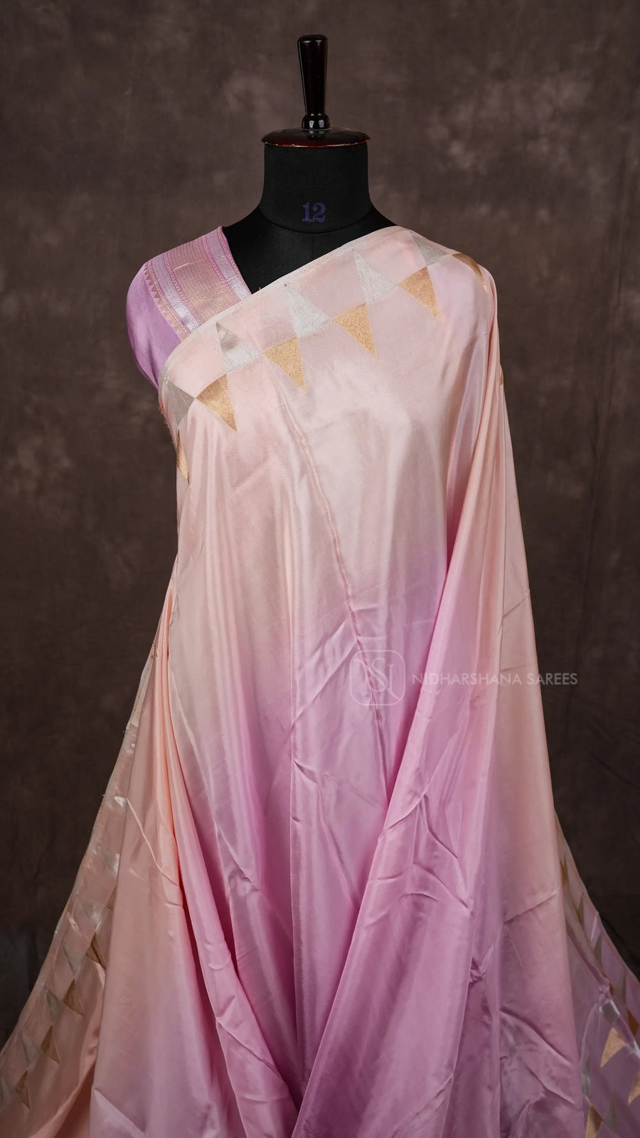 Viscose By Organza With Silver And Gold Zari Border Concept