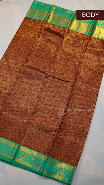 Pure Kanchipuram Silk Saree With Floral Zari Weaving And Contrast Zari Border