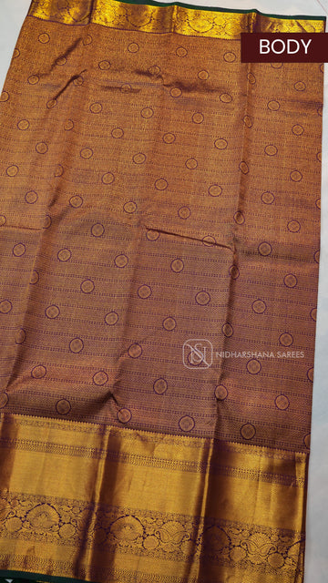 Pure Kanchipuram Silk Saree With Rich Gold Zari Weaving Body And Big Border Concept