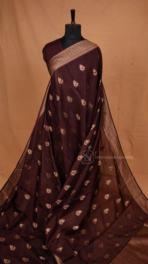 Pani Silk With Zari Floral Butta And Zari Border