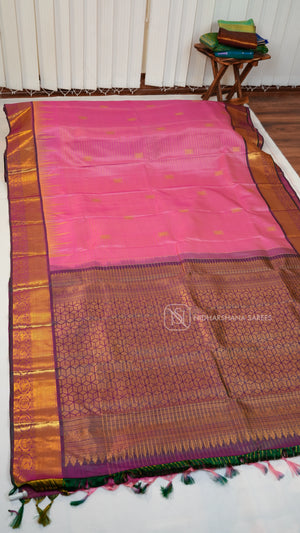 Pure Kanchipuram Silk Saree With Zari Lines And Zari Butta Concept And Zari Border