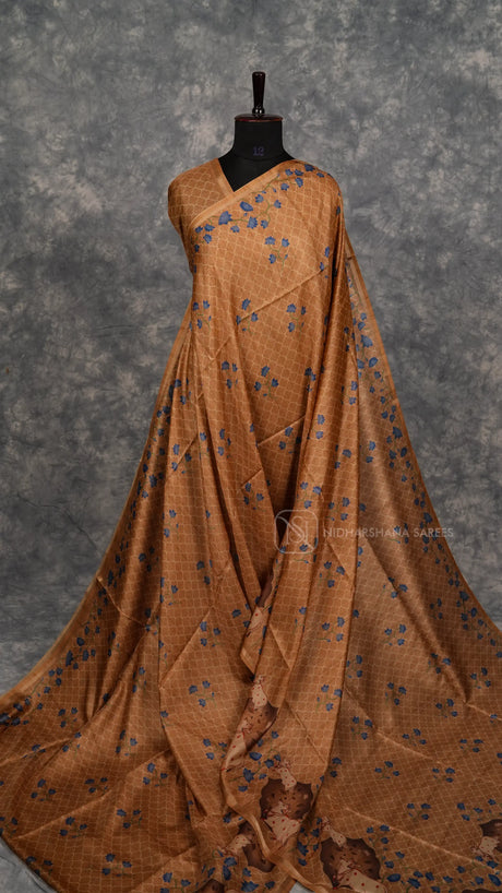 Chapa Tussar With Floral Digital Print