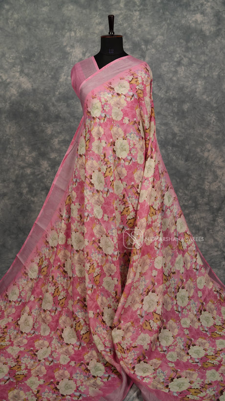 Cotton With Floral Digital Print And Zari Border