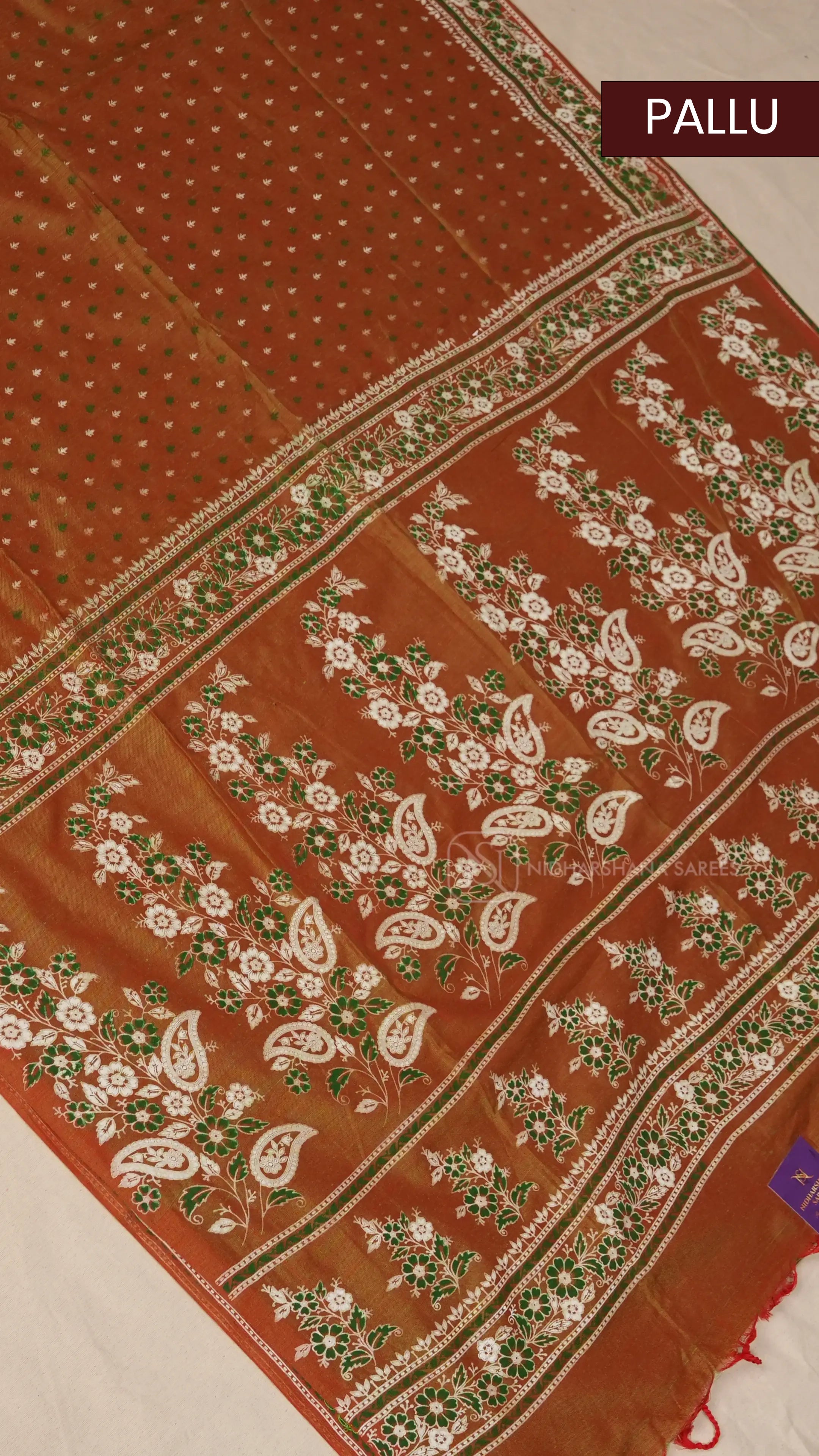 Bengal Cotton With Leaf Printed Body And Floral Printed Pallu Concept