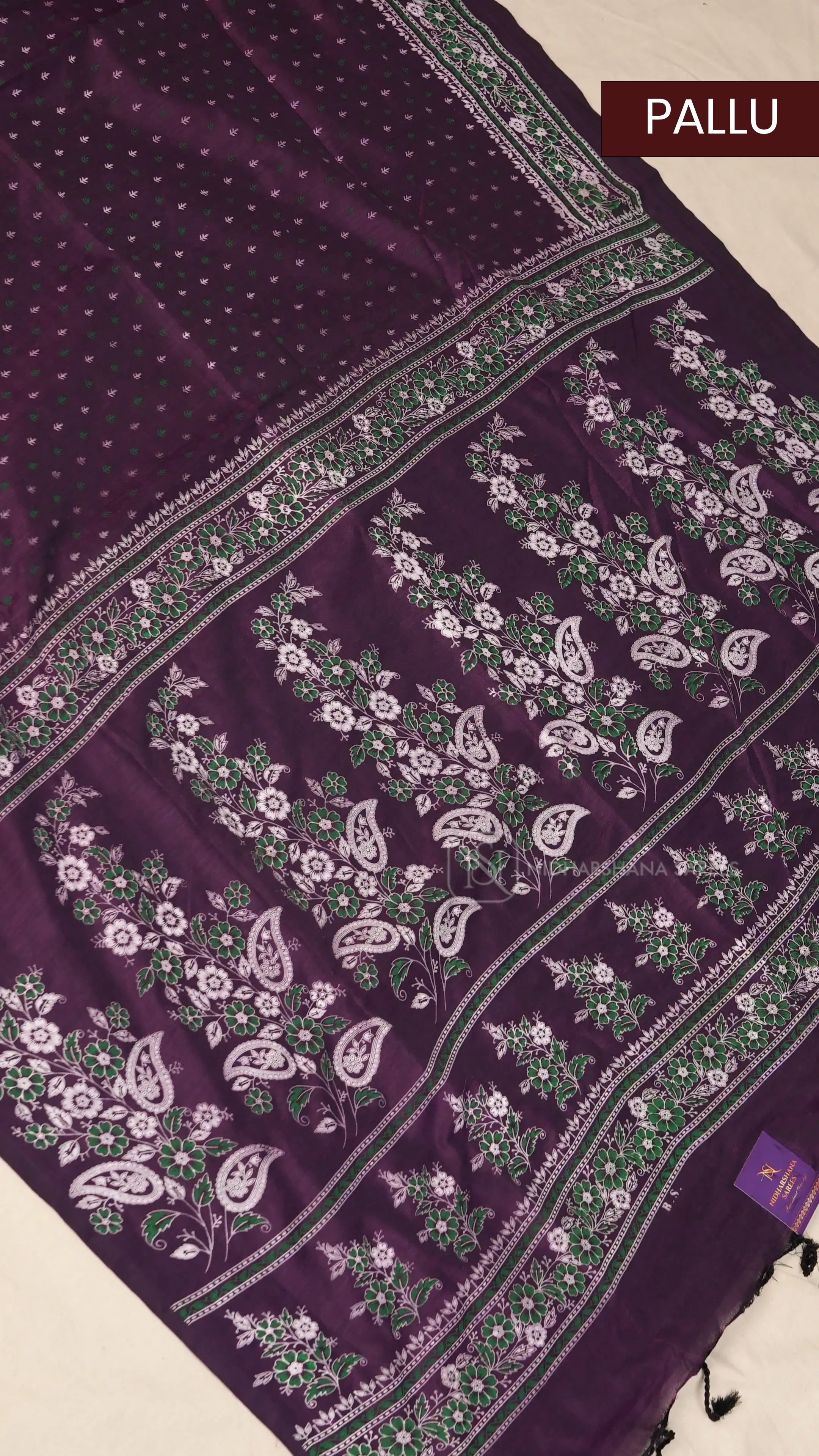 Bengal Cotton With Leaf Printed Body And Floral Printed Pallu Concept