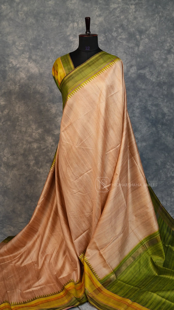 Semi Tussar Silk With Zariless Concept