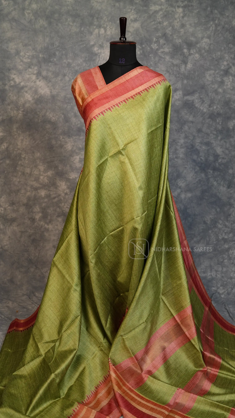 Semi Tussar Silk With Zariless Concept