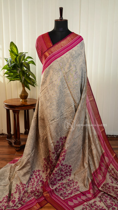 Viscose Cotton With Kalamkari Print Concept