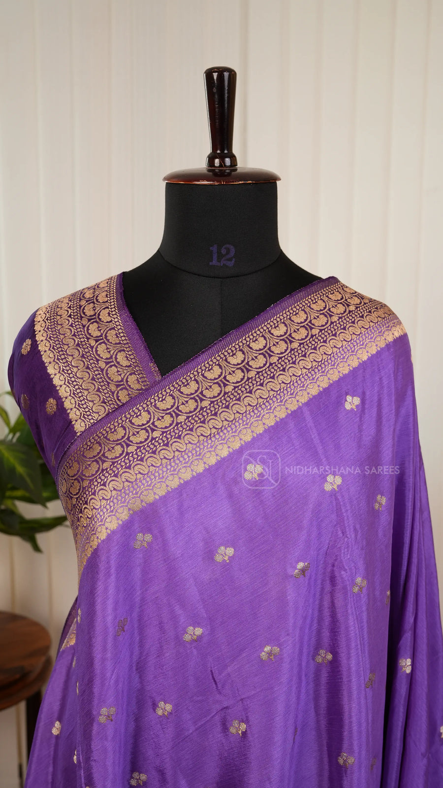 Chinon Georgette With Silver Zari Butta And Floral Zari Weaving Border