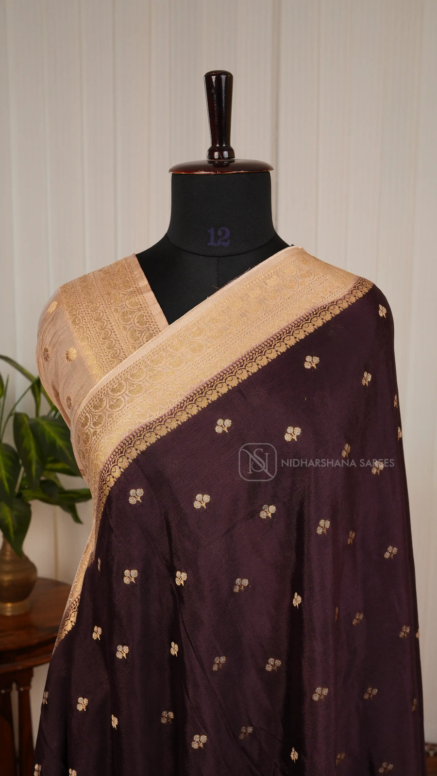 Chinon Georgette With Silver Zari Butta And Floral Zari Weaving Border