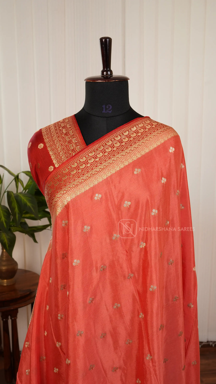 Chinon Georgette With Silver Zari Butta And Floral Zari Weaving Border