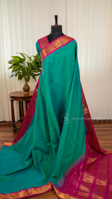 Premium Silk Cotton Saree With Contrast Zari Border