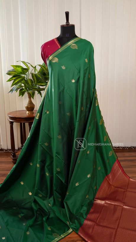 Semi Soft Silk With Zari Butta And Chit Zari Border