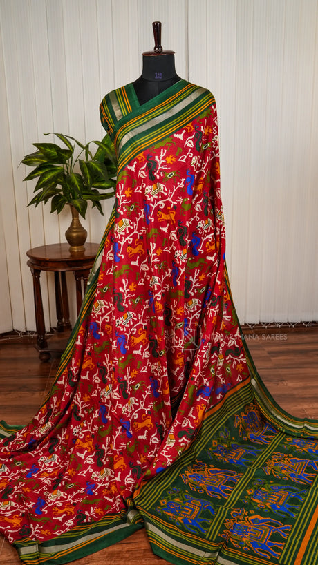 Viscose Cotton With Animal Printed Concept And Zari Border