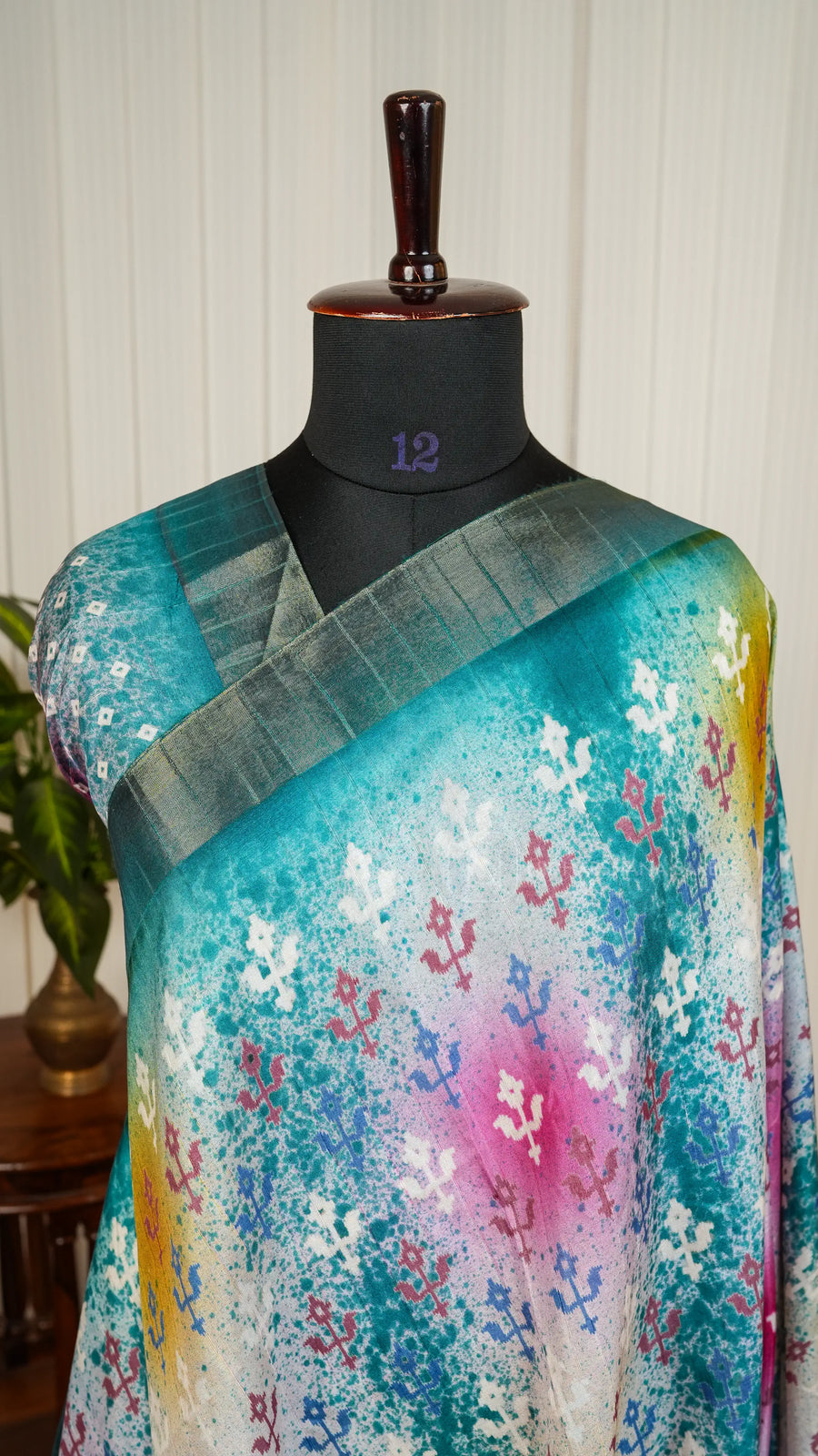 Semi Tussar With Digital Print And Zari Border