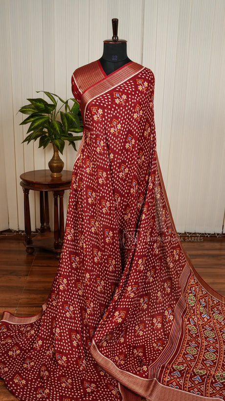 Muslin Georgette With Zari Border