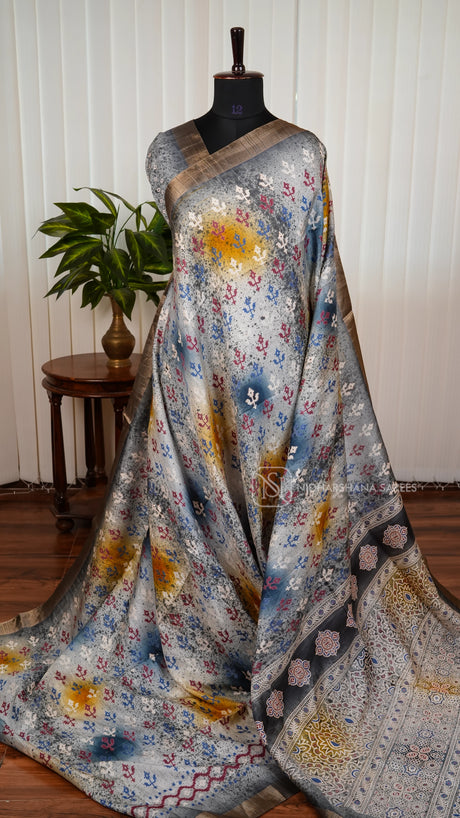 Semi Tussar Silk With Shibori Print Concept