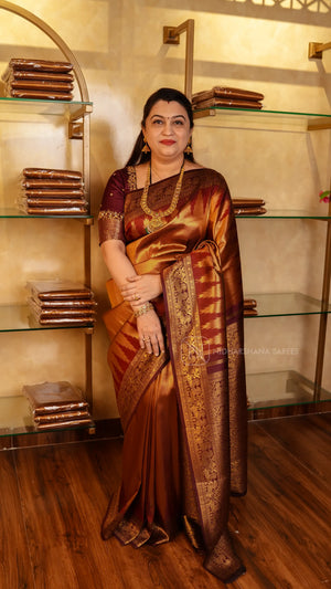 Semi Kanchipuram Silk With Temple Weaving Concept