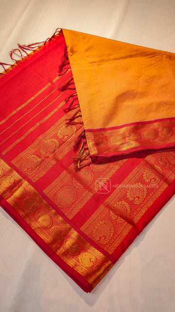 Premium Silk Cotton Saree With Contrast Zari Border