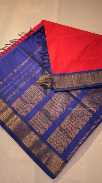 Premium Silk Cotton Saree With Contrast Zari Border