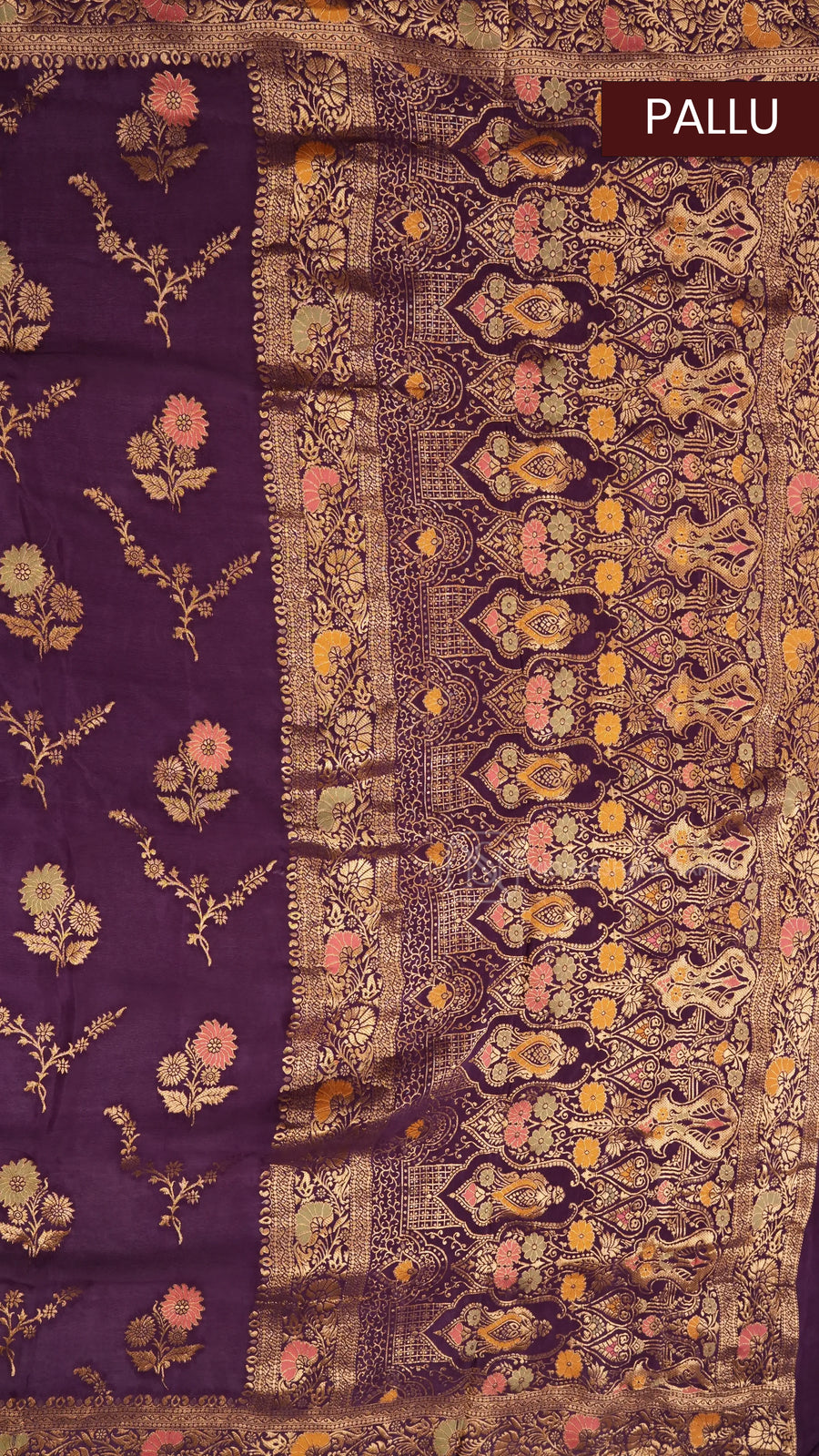 Premium Chiffon Georgette With Floral Zari Weaving And Zari Border