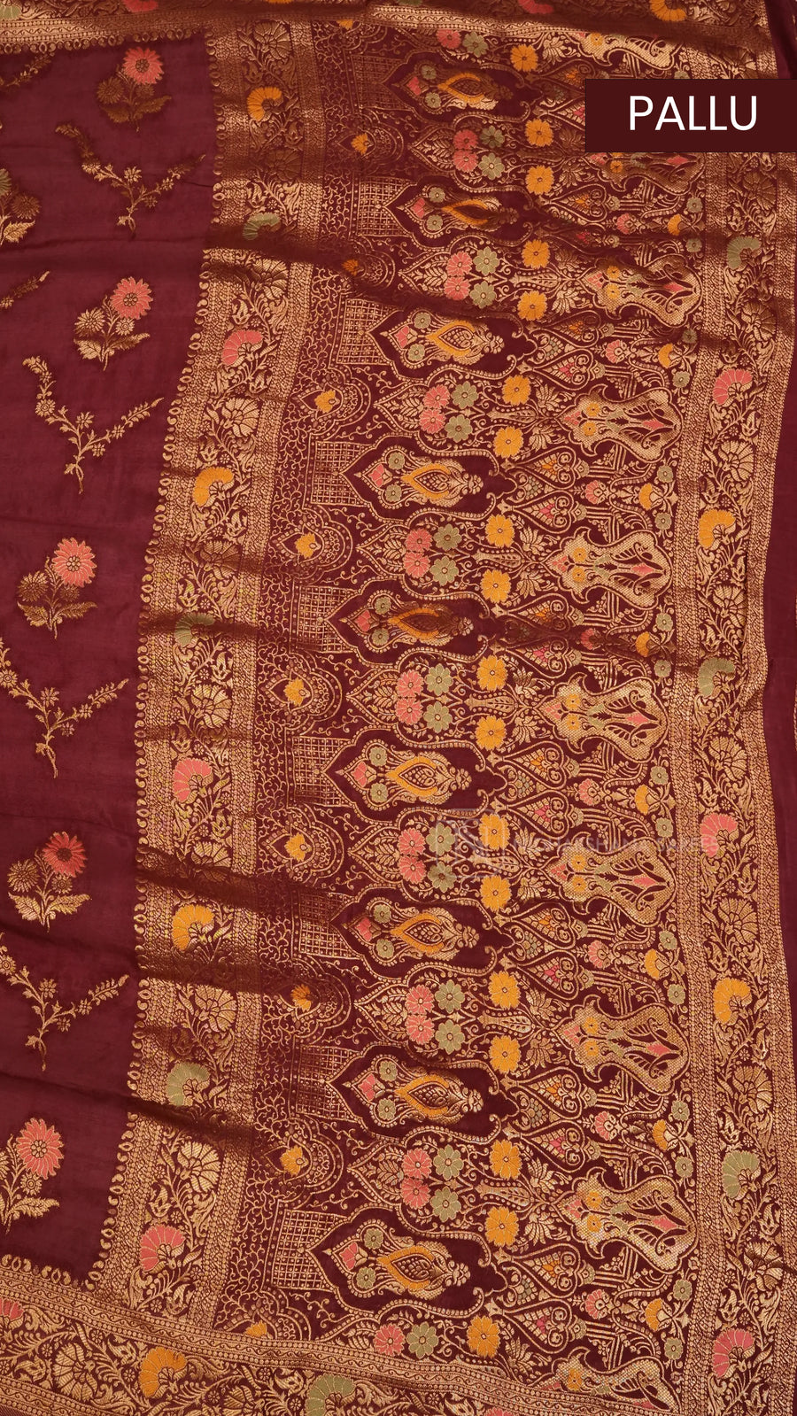 Premium Chiffon Georgette With Floral Zari Weaving And Zari Border