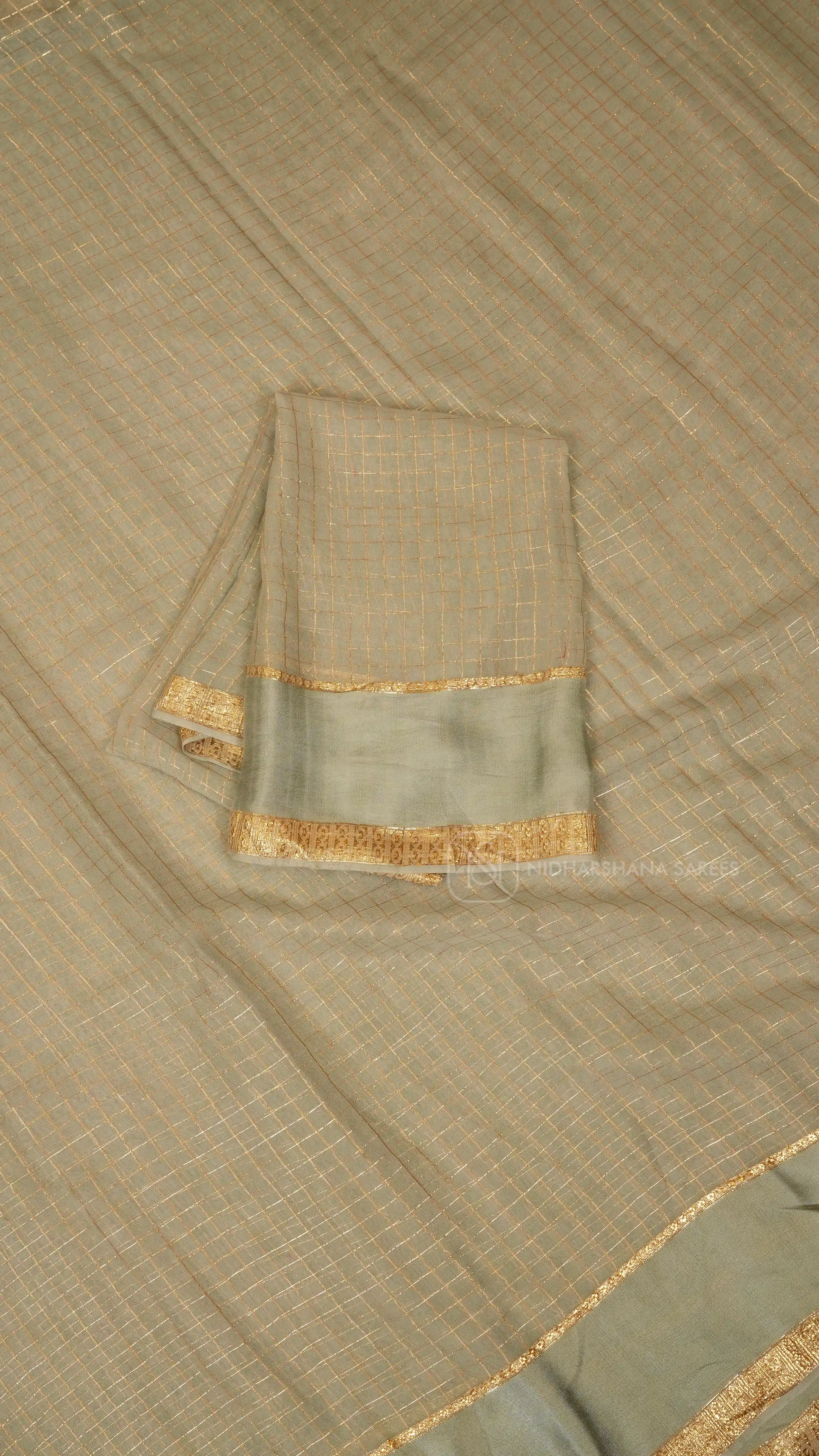 Light Weight Chiffon With Zari Line And Satin Border