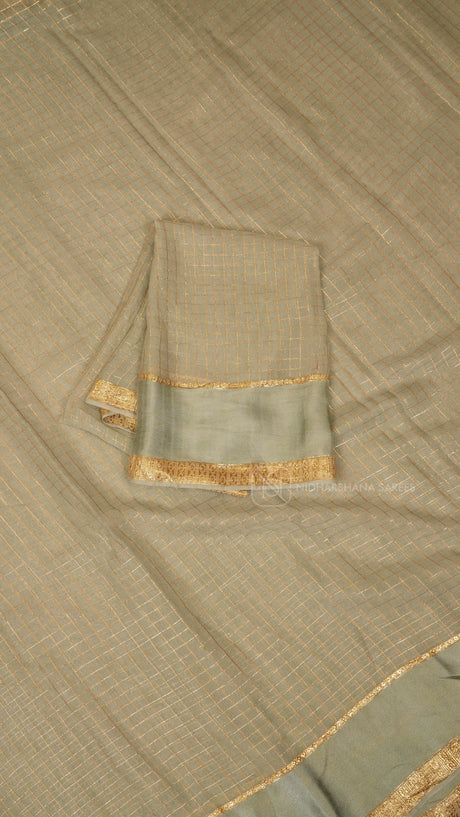 Light Weight Chiffon With Zari Line And Satin Border