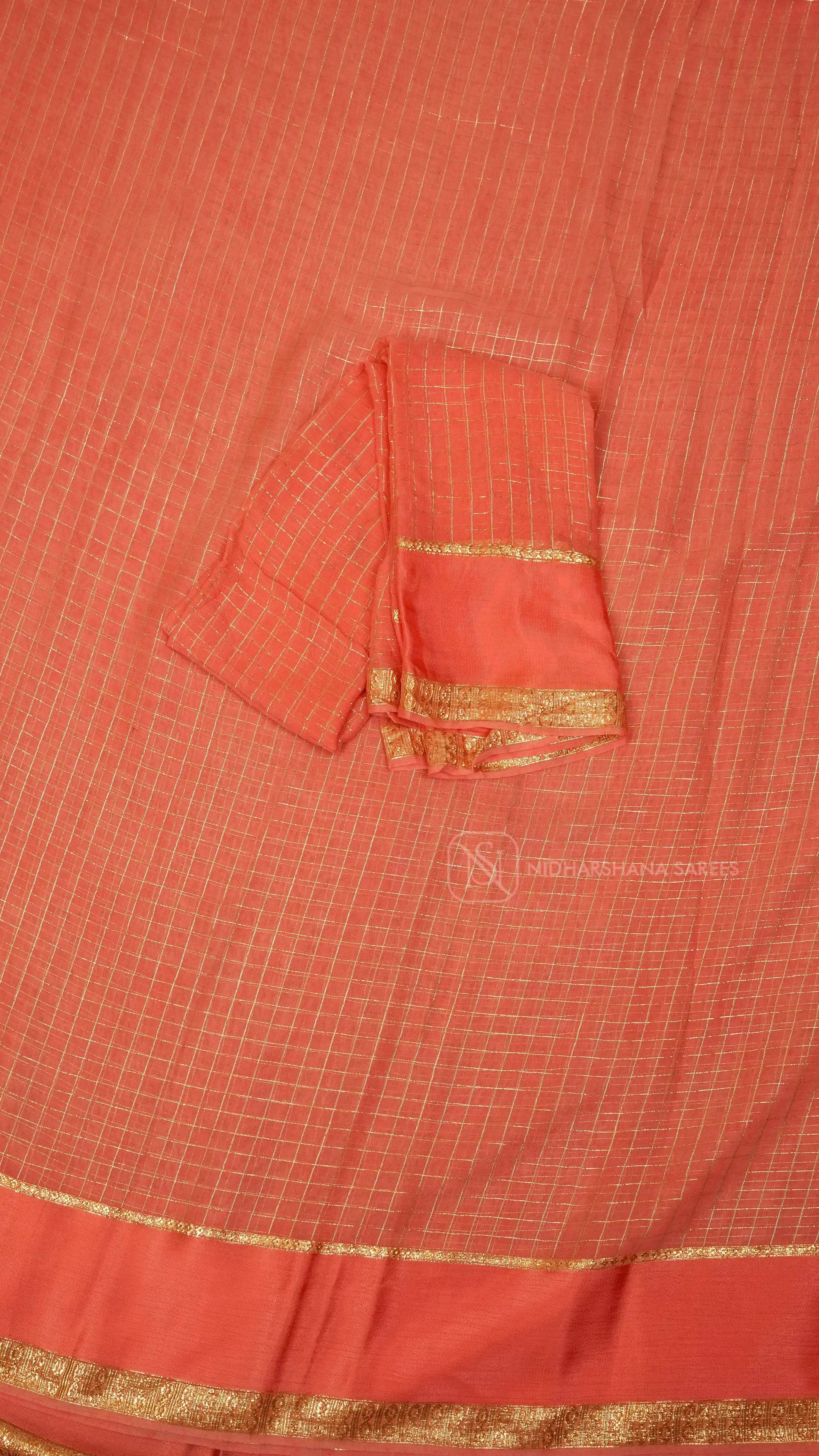 Light Weight Chiffon With Zari Line And Satin Border