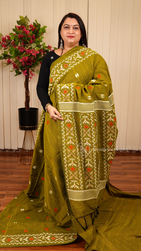 Bengal Cotton With Geometric Floral Hand Block Print