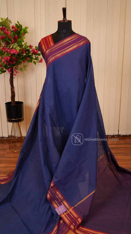 Pure Cotton With Contrast Zari Border
