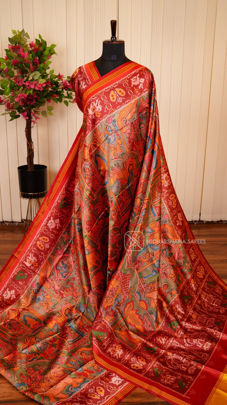 Semi Patola With Printed Concept And Zari Border