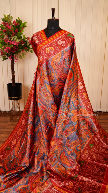 Semi Patola With Printed Concept And Zari Border