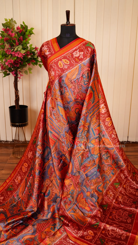 Semi Patola With Printed Concept And Zari Border
