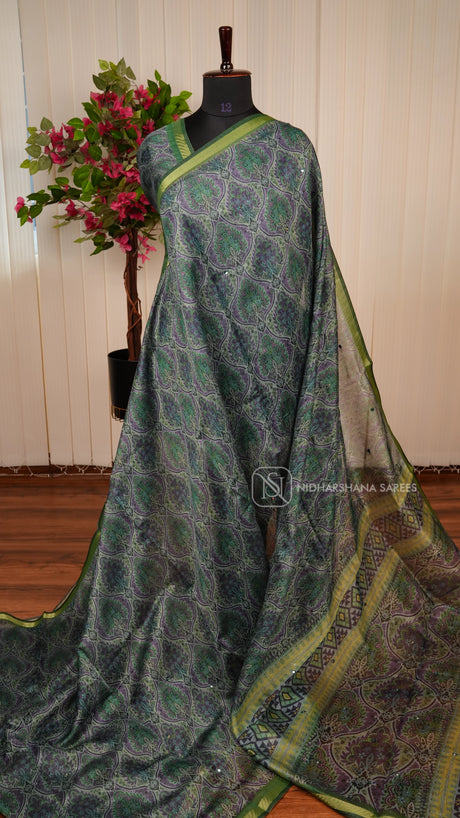 Semi Chanderi Cotton With Mirror Work Concept