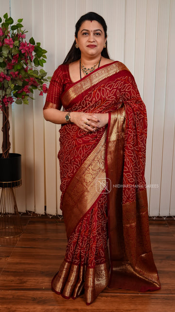 Mix Cotton With Bandhini Print And Big Zari Border