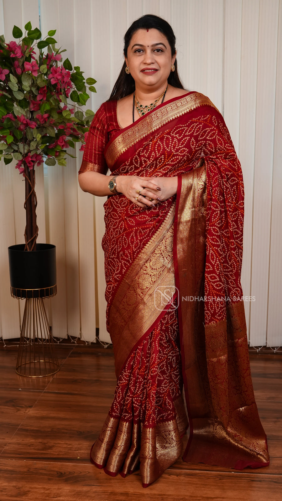 Mix Cotton With Bandhini Print And Big Zari Border