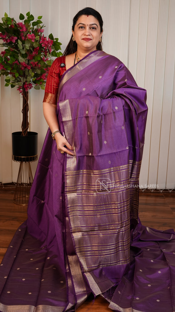 Semi Tussar With Zari Butta and Katha Woven Concept