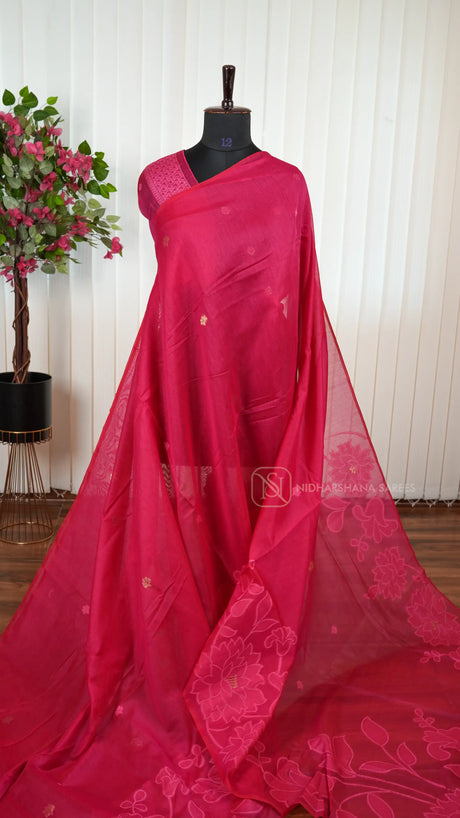 Munga Cotton With Zari Butta And Thread Weaving Concept