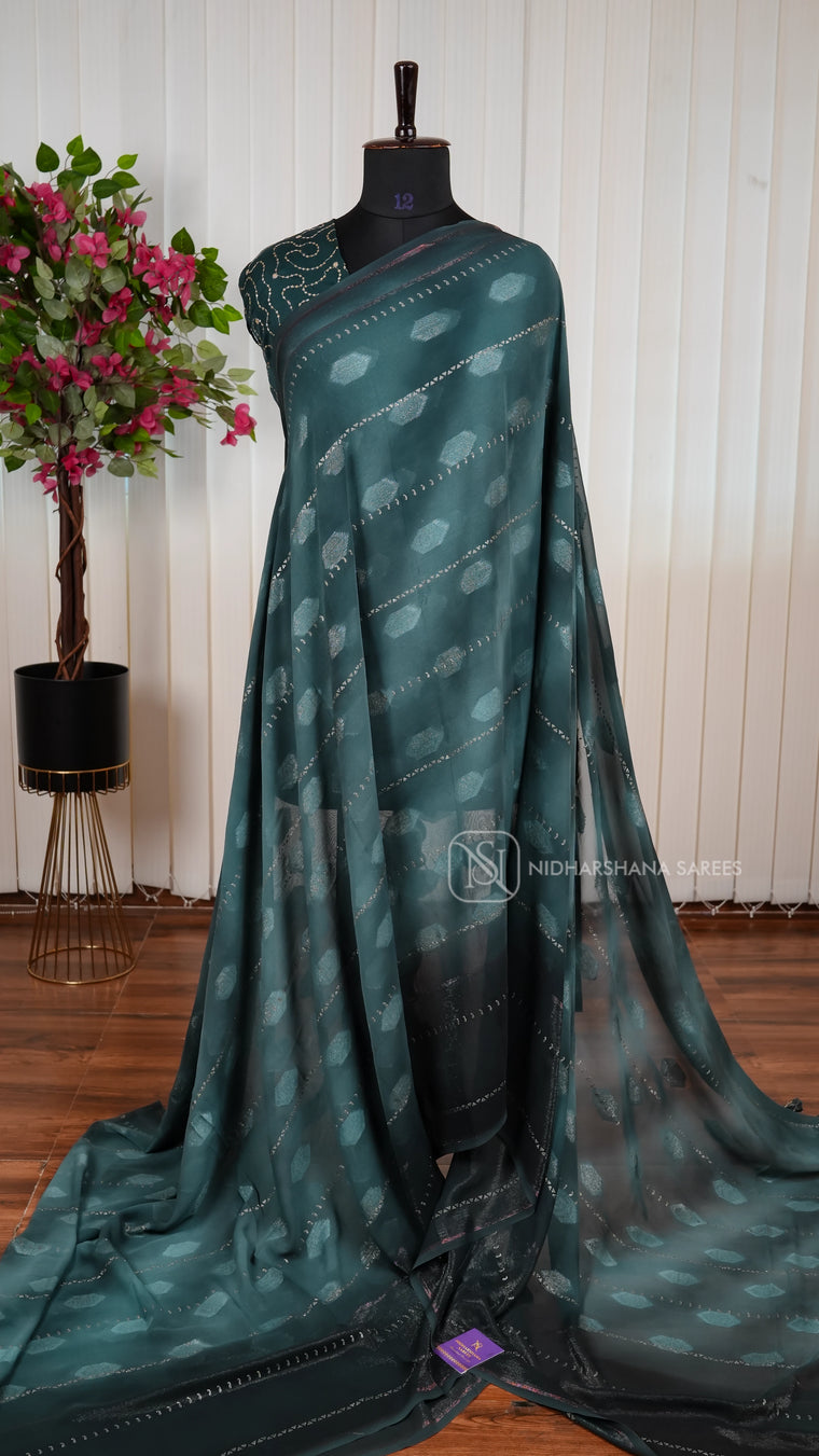 Semi Georgette With Filmy Zari Concept