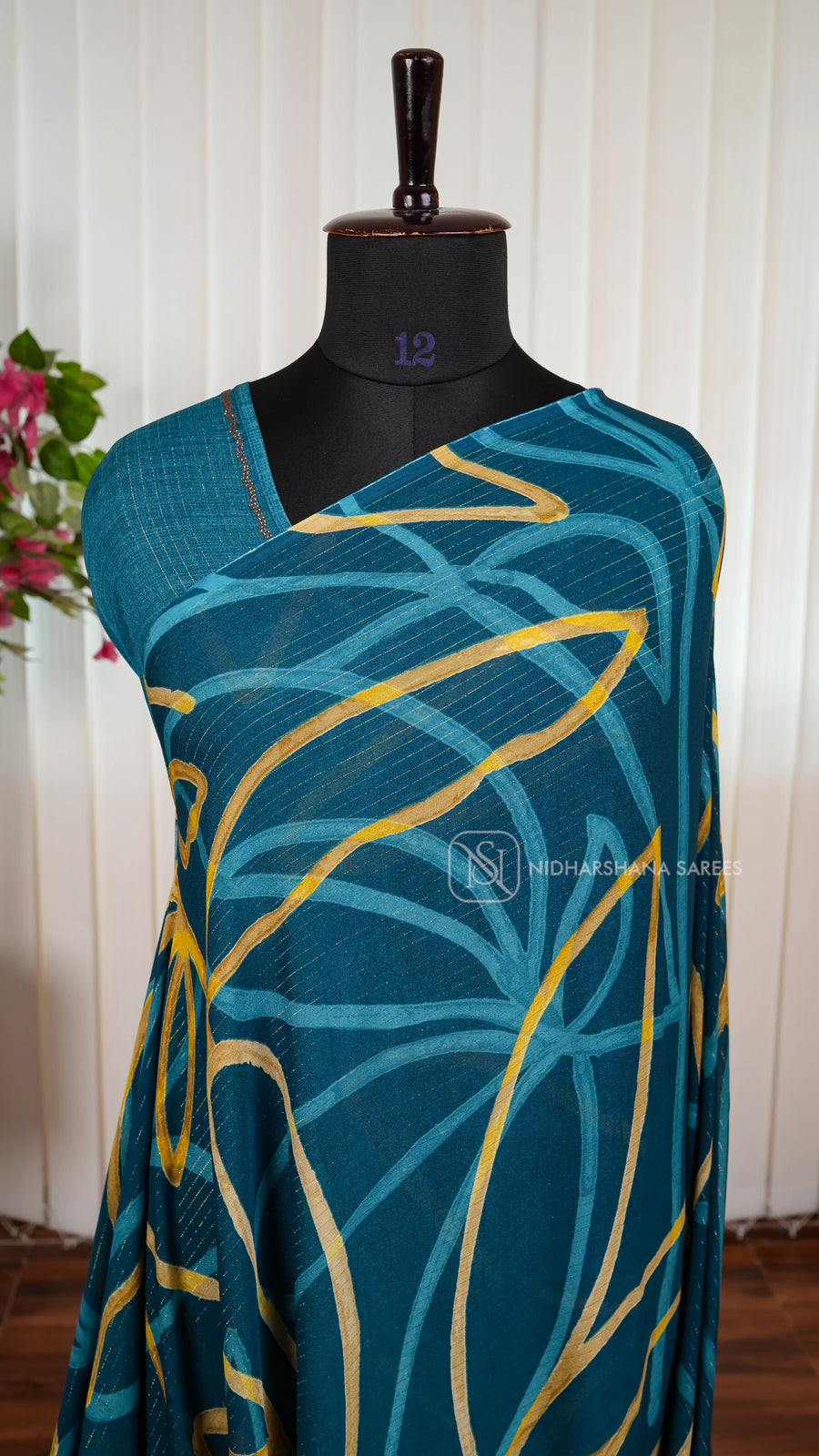 Semi Georgette With Zari Lines And Digital Print Concept