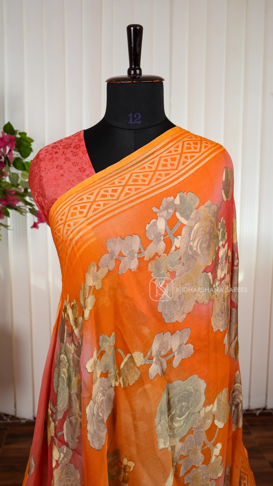 Semi Georgette With Floral Digital Print And Dual Shade Concept