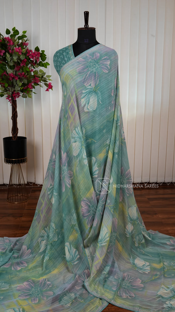 Semi Georgette With Floral Digital Print