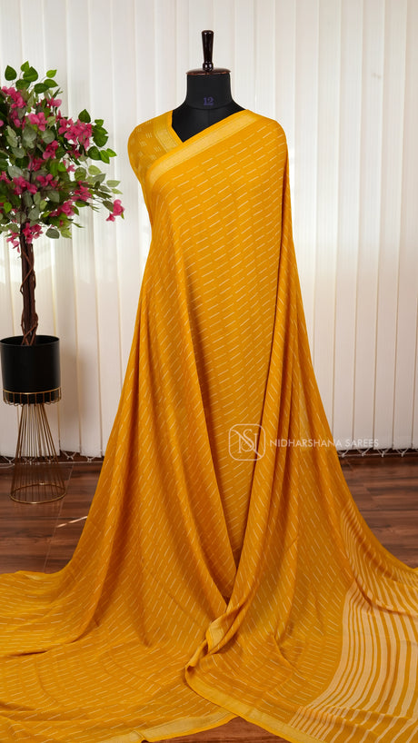 Semi Georgette With Digital Print And Zari Border