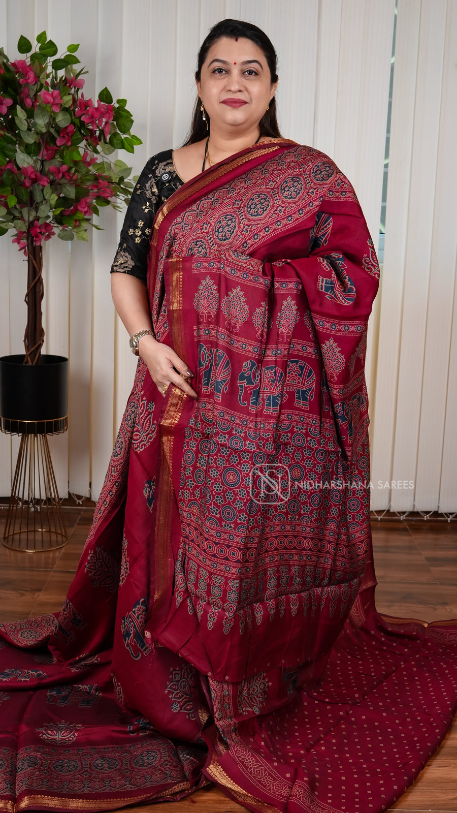 Viscose Cotton With Elephant and Ajarak Digital Print Concept
